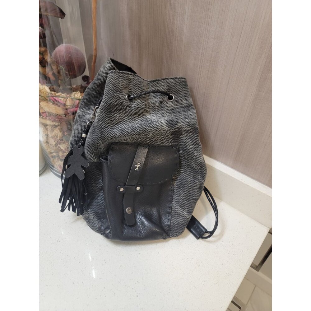 Henry Beguelin Black Leather Backpack Woven Straps - Picture 1 of 7